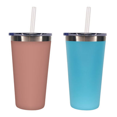 Logotipo personalizado Botella de agua de acero inoxidable de 500 ml con copa recta y pajitas de tumbler