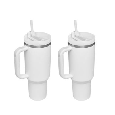 Taza de viaje aislada de acero inoxidable con mango de logotipo personalizado más cálida, colorida y segura
