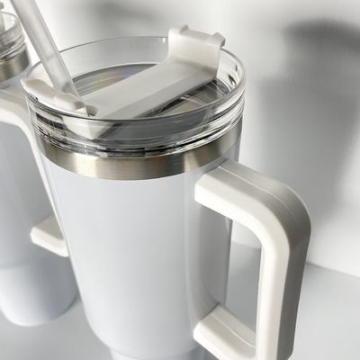 Taza de viaje aislada de acero inoxidable con mango de logotipo personalizado más cálida, colorida y segura