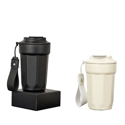 Taza de café aislada al vacío de acero inoxidable 420 ml Taza de diamante octogonal con empuñadura