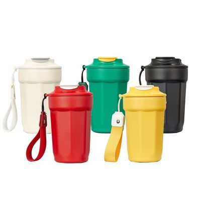 Taza de café de acero inoxidable 304 aislada al vacío 420 ml en forma de diamante octogonal con empuñadura