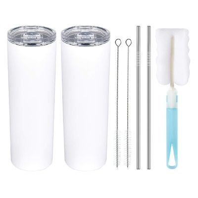 20oz 30oz Straight Skinny Sublimation Tumbler con tornillo en la tapa y taza de paja para acampar