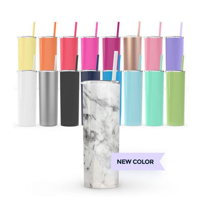 20oz 30oz Straight Skinny Sublimation Tumbler con tornillo en la tapa y taza de paja para acampar