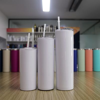 20oz 30oz Straight Skinny Sublimation Tumbler con tornillo en la tapa y taza de paja para acampar