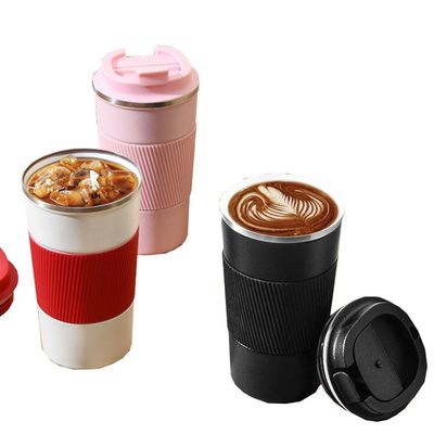 Taza de café de acero inoxidable 304 380 ml Tazas de café de silicona no resbaladizas de 510 ml recicladas reutilizables