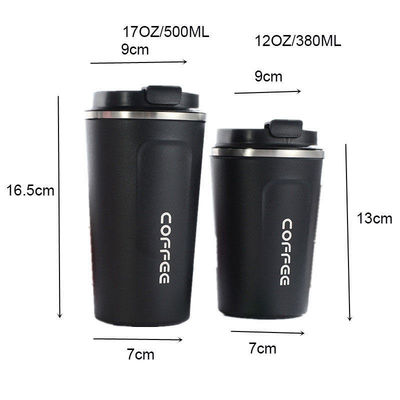 LID 12/17 oz de doble pared 18/8 térmico de café vacío aislado de viaje de acero inoxidable taza de café