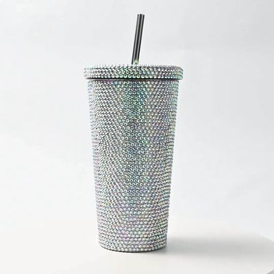 Compuesto de 500ml de acero inoxidable vacío aislado cafetera de café con tapa paja y paja