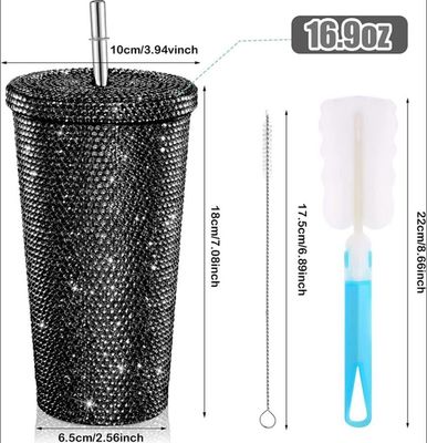 Compuesto de 500ml de acero inoxidable vacío aislado cafetera de café con tapa paja y paja