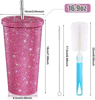 Compuesto de 500ml de acero inoxidable vacío aislado cafetera de café con tapa paja y paja
