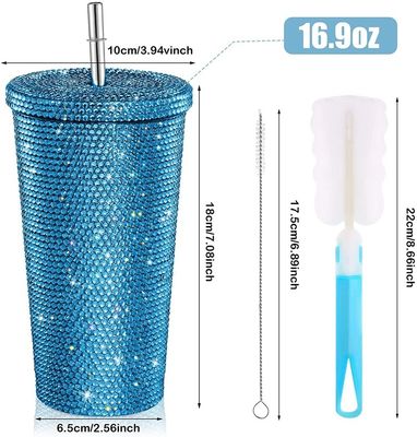 Compuesto de 500ml de acero inoxidable vacío aislado cafetera de café con tapa paja y paja