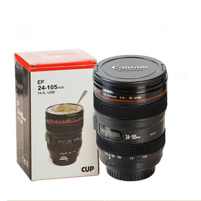 Taza de café de acero inoxidable en forma de lente de cámara para un peso ligero y sostenible