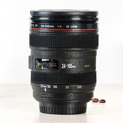 253.4g doble pared de acero inoxidable lente de cámara taza de café para los entusiastas de la fotografía