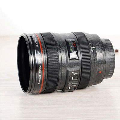 253.4g doble pared de acero inoxidable lente de cámara taza de café para los entusiastas de la fotografía