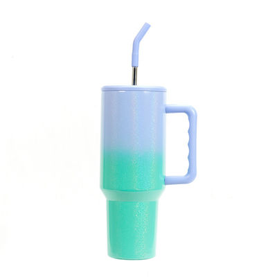 40oz Gradient Rainbow Tumbler Cups con pajita sostenibles y accesorios de agarre a mano