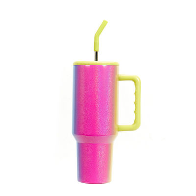 40oz Gradient Rainbow Tumbler Cups con pajita sostenibles y accesorios de agarre a mano