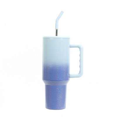 40oz Gradient Rainbow Tumbler Cups con pajita sostenibles y accesorios de agarre a mano