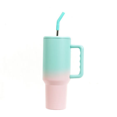 40oz Gradient Rainbow Tumbler Cups con pajita sostenibles y accesorios de agarre a mano