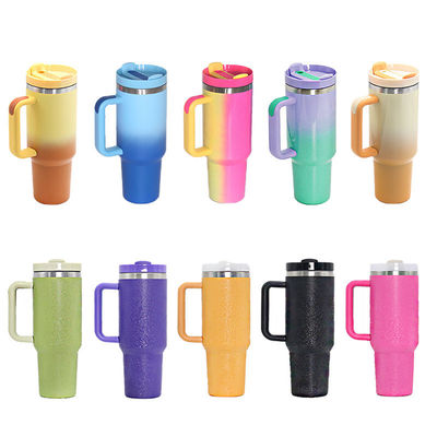 Logotipo personalizado 40 Oz de doble pared de acero inoxidable Tumblers de viaje mango para un viaje fácil