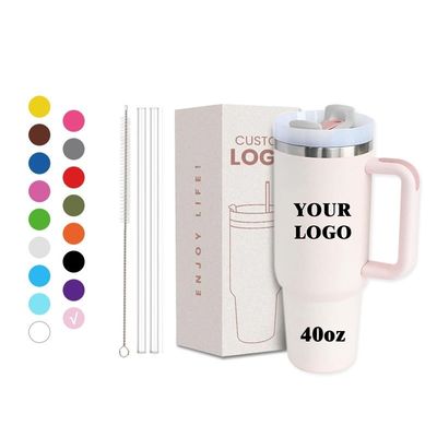 Logotipo personalizado 40 Oz de doble pared de acero inoxidable Tumblers de viaje mango para un viaje fácil