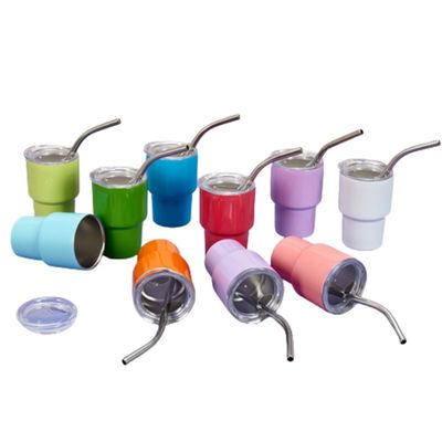 Acero inoxidable 2 oz Shot Glass Tumbler con tapa de paja Mantenga las bebidas calientes o frías 6-12 horas