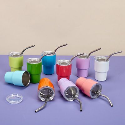 Acero inoxidable 2 oz Shot Glass Tumbler con tapa de paja Mantenga las bebidas calientes o frías 6-12 horas