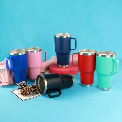30oz Tumbler con mango doble pared vacío aislado taza de viaje repleta y duradera