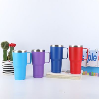 American Style Acero inoxidable de doble pared Tumbler 10 oz taza de café con mango y tapa