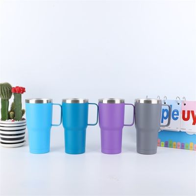 American Style Acero inoxidable de doble pared Tumbler 10 oz taza de café con mango y tapa