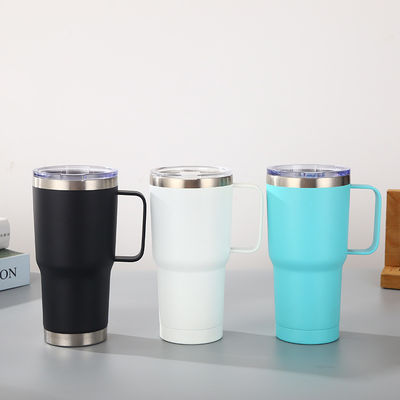 Polvo recubierto 20 onzas de acero inoxidable copa tumbler con mango de alimentos seguro y duradero