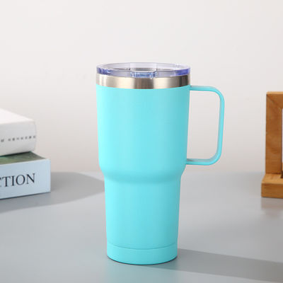 Polvo recubierto 20 onzas de acero inoxidable copa tumbler con mango de alimentos seguro y duradero