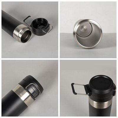 Muestra aislada de doble pared botella de agua deportiva de acero inoxidable en estilo diseño de boca ancha