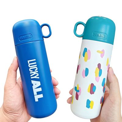 Botella de agua para niños de acero inoxidable 500ml Cute Tumbler Cup con patrón y tapa personalizados