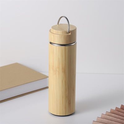 Termoso de bambú aislado al vacío de acero inoxidable de bambú térmico botella de agua de café y té