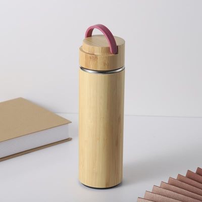 Tipo de metal Acero inoxidable Flasco de bebidas de bambú de madera con tapa de madera