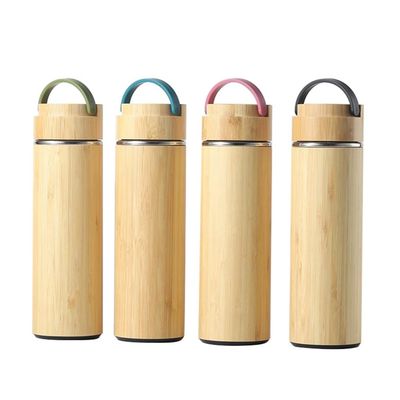 Tipo de metal Acero inoxidable Flasco de bebidas de bambú de madera con tapa de madera