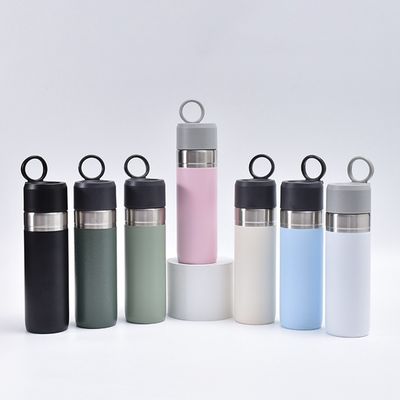 Botella deportiva de metal 500 ml Flasca de vacío de acero inoxidable para viajes aislados de doble pared