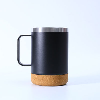 Mejor venta Taza de café de acero inoxidable aislada con doble pared con fondo de corcho y mango