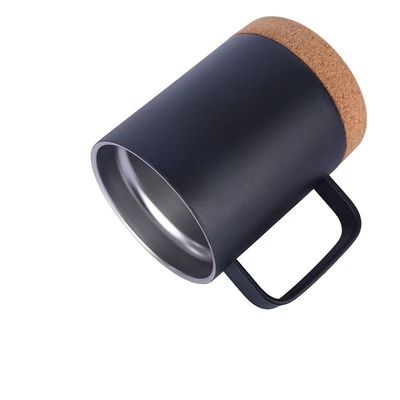 Mejor venta Taza de café de acero inoxidable aislada con doble pared con fondo de corcho y mango