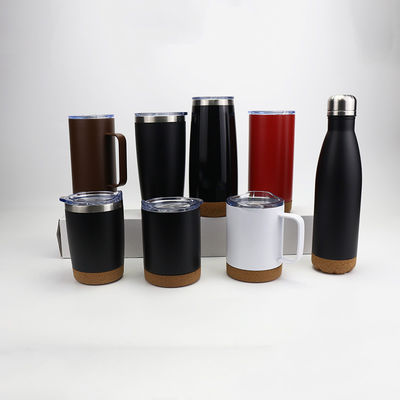 Taza de acero inoxidable de 12 onzas negro mate con fondo de corcho y tapa de cerradura deslizante Perfecto