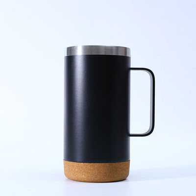 Contemporáneo 16 oz de acero inoxidable recto tumbler de café con fondo de corcho y mango