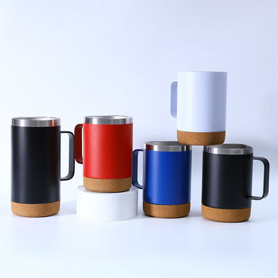 Contemporáneo 16 oz de acero inoxidable recto tumbler de café con fondo de corcho y mango