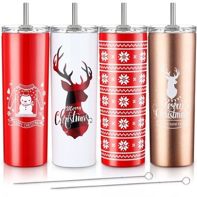 Navidad 20 oz de cerveza delgada tumbler aislado de acero inoxidable tumbler tazas con paja