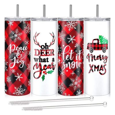 Navidad 20 oz de cerveza delgada tumbler aislado de acero inoxidable tumbler tazas con paja