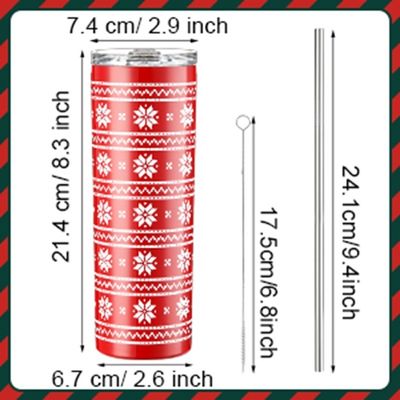 Navidad 20 oz de cerveza delgada tumbler aislado de acero inoxidable tumbler tazas con paja
