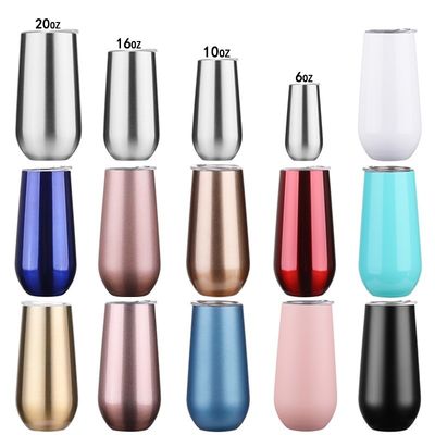 En stock 6oz Flautas de champán sin tallo Tumbler 10oz Niños Sublimación Taza de café Vacuo Tazas aisladas