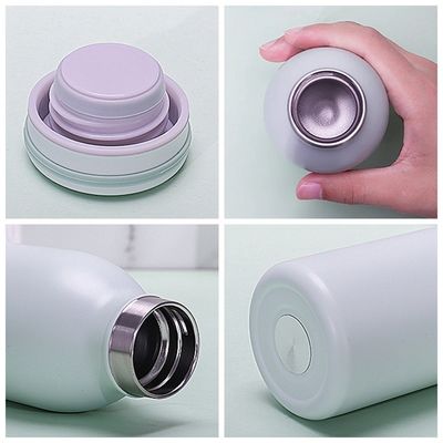 Botella de agua de acero inoxidable con pintura de caucho suave 350 ml/600 ml de doble pared aislada