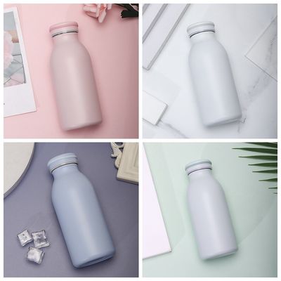 Botella de agua de acero inoxidable con pintura de caucho suave 350 ml/600 ml de doble pared aislada